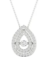 Twinkling Diamond Star Diamond Double Teardrop Halo 18" Pendant Necklace (3/8 ct. t.w.) in 10k White Gold