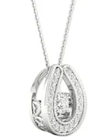 Twinkling Diamond Star Diamond Horseshoe 18" Pendant Necklace (1/4 ct. t.w.) in 10k White Gold