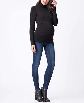 Seraphine Women's Maternity Nursing Roll Neck Top