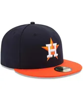 New Era Men's Navy/Orange Houston Astros Road Authentic Collection On Field 59FIFTY Performance Fitted Hat