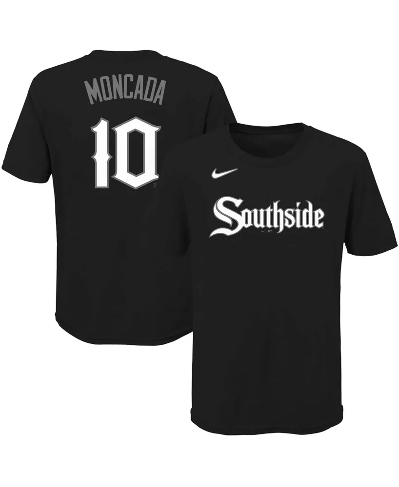 Big Boys and Girls Nike Yoan Moncada Black Chicago White Sox City Connect Name Number T-shirt