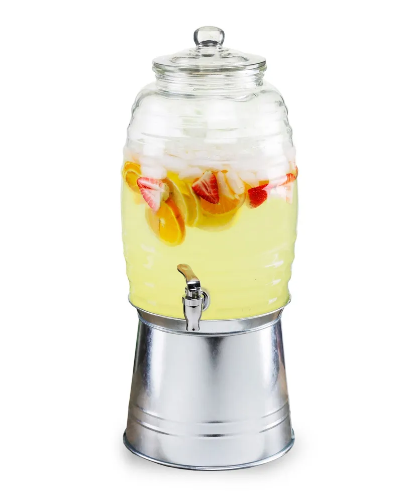 Style Setter Oak Grove 2.5 Gallon Dispenser with Glass Lid and Galvanized Base