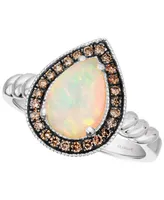 Le Vian Neopolitan Opal (7/8 ct. t.w.) & Chocolate Diamond (1/5 Halo Ring 14k White Gold