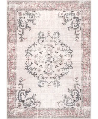 nuLoom Aurora HJAU14A Machine-Washable 4' x 6' Area Rug - Silver