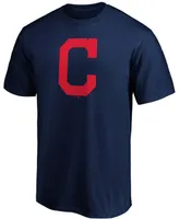 Men's Navy Cleveland Indians Official Logo T-shirt