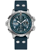 Hamilton Men's Swiss Automatic Chronograph Khaki Aviation X-Wind Blue Textile Strap Watch 45mm