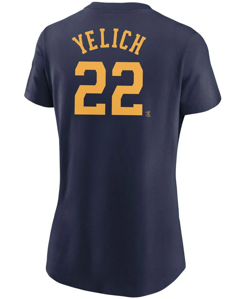 Women's Christian Yelich Navy Milwaukee Brewers Name Number T-shirt