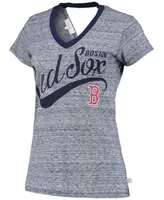 Women's Navy Boston Red Sox Hail Mary V-Neck Back Wrap T-shirt