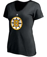 Women's Willie O'Ree Black Boston Bruins Authentic Stack Retired Player Name and Number V-Neck T-shirt