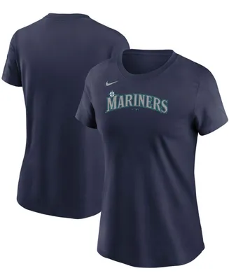Women's Navy Seattle Mariners Wordmark T-shirt