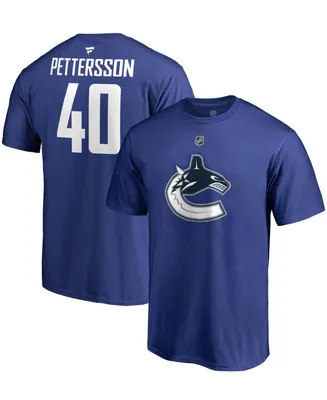 Men's Elias Pettersson Blue Vancouver Canucks Team Authentic Stack Name and Number T-shirt