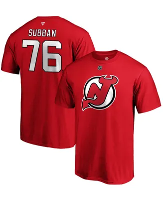 Men's P.k. Subban Red New Jersey Devils Authentic Stack Name and Number T-shirt