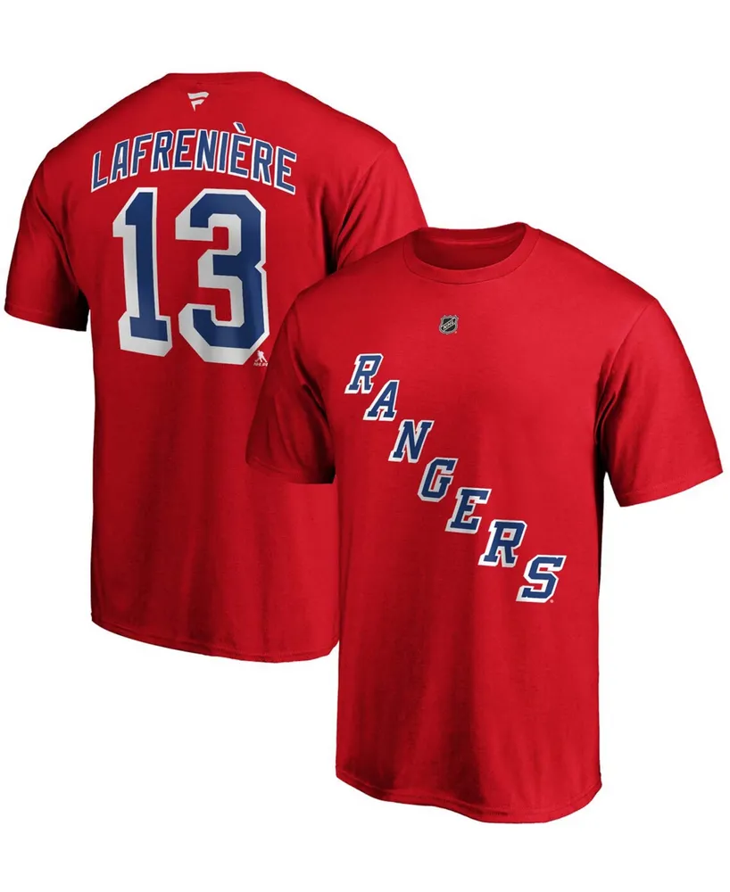Men's Alexis Lafrenivre Red New York Rangers Authentic Stack Name and Number T-shirt