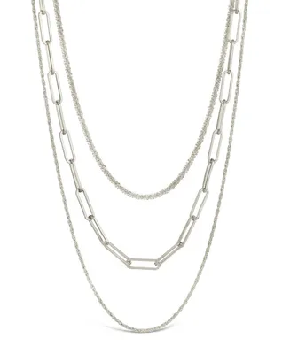 Sterling Forever Women's Kori Triple Layered Necklace - Silver