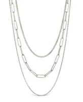 Sterling Forever Women's Kori Triple Layered Necklace - Silver