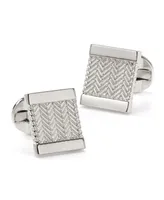 Ox & Bull Trading Co. Men's Silver Herringbone Cufflinks - Silver