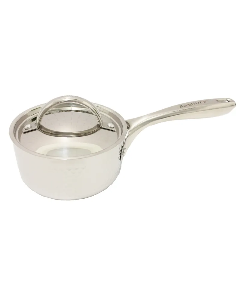 BergHOFF Hammered Tri-Ply 5.5 Covered Saucepan, Silver-Tone