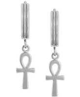 Esquire Men's Jewelry Ankh Cross Drop Earrings, Created for Macy's in 14k Gold-Plated Sterling Silver (Also in Sterling Silver)