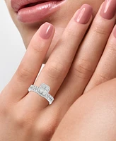 Effy Diamond Cluster Bridal Set (1 ct. t.w.) in 14k White Gold