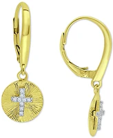 Giani Bernini Cubic Zirconia Cross Disc Drop Earrings, Created for Macy's