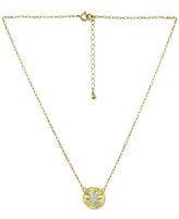 Giani Bernini Cubic Zirconia Starburst Disc Pendant Necklace, 16" + 2" extender, Created for Macy's