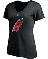 Women's Andrei Svechnikov Black Carolina Hurricanes Alternate Authentic Stack Name and Number V-Neck T-shirt