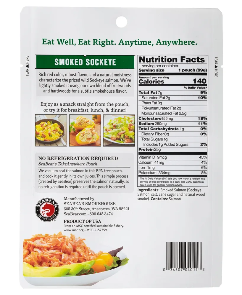 SeaBear Smokehouse Ready to Eat Wild Salmon Pouches
