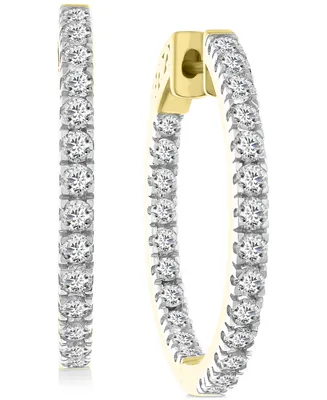 Diamond In & Out Hoop Earrings (2 ct. t.w.) in 14k Gold