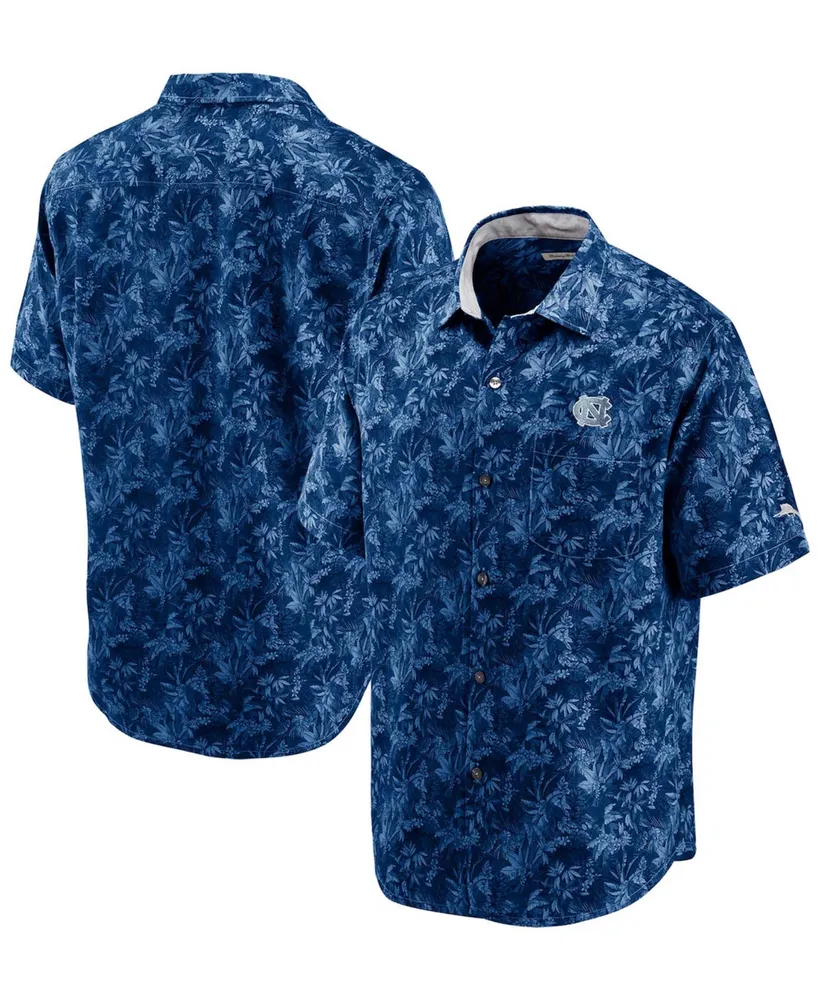 Men's Navy North Carolina Tar Heels Sport Jungle Shade Camp Button-Up Shirt