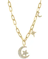 Effy Diamond Star and Moon Charm 18" Pendant Necklace (1/3 ct. t.w.) in 14k Gold