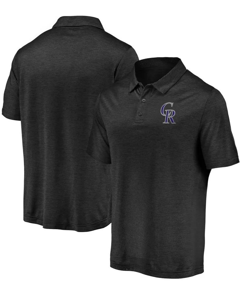 Men's Black Colorado Rockies Iconic Striated Primary Logo Polo