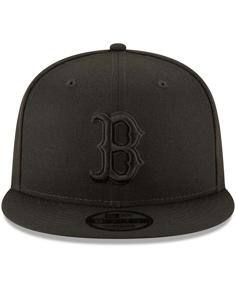 Men's Black Boston Red Sox Black on Black 9FIFTY Team Snapback Adjustable Hat