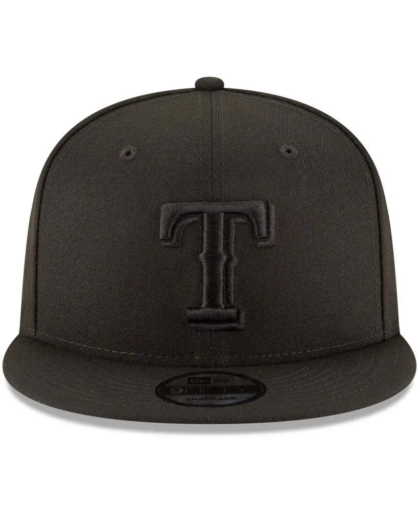 Men's Black Texas Rangers Black on Black 9FIFTY Team Snapback Adjustable Hat