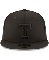 Men's Black Texas Rangers Black on Black 9FIFTY Team Snapback Adjustable Hat