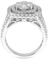 Diamond Square Halo Cluster Ring (2 ct. t.w.) in 14k White Gold