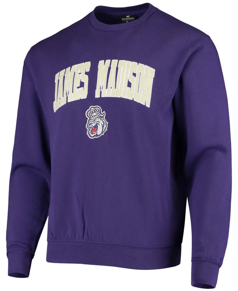 Men's Purple James Madison Dukes Arch Logo Tackle Twill Pullover Sweatshirt