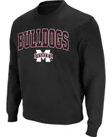 Men's Colosseum Black Mississippi State Bulldogs Arch & Logo Tackle Twill Pullover Sweatshirt