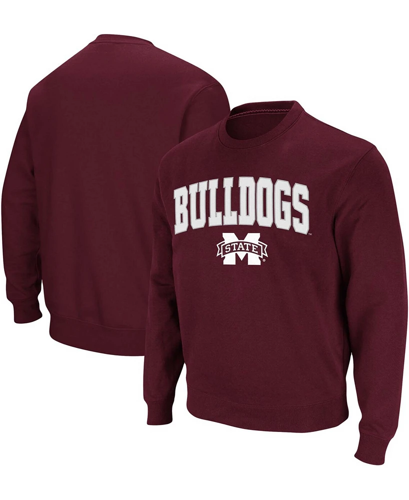 Colosseum Men's Mississippi State Bulldogs Arch and Logo Crew Neck Sweatshirt