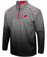 Men's Heathered Gray Wisconsin Badgers Sitwell Sublimated Quarter-Zip Pullover Jacket