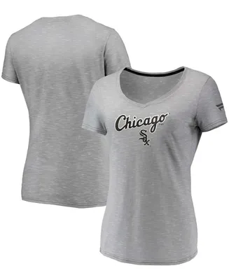 Women's Gray Chicago White Sox Wordmark Logo Space-Dye V-Neck T-shirt
