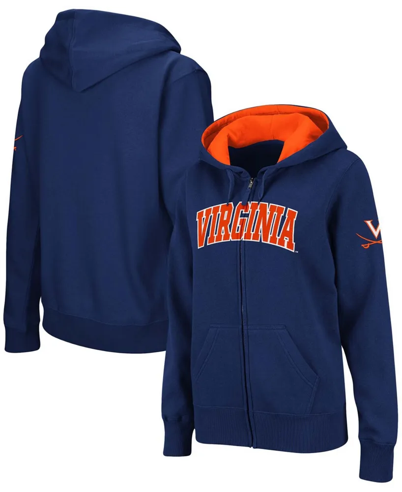 Women's Navy Virginia Cavaliers Arched Name Full-Zip Hoodie