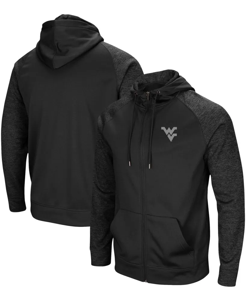 Men's Black West Virginia Mountaineers Blackout 3.0 Tonal Raglan Full-Zip Hoodie