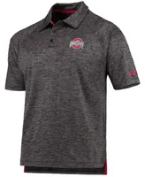 Men's Heather Black Ohio State Buckeyes Down Swing Raglan Polo Shirt