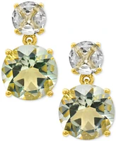 Prasiolite (5-3/4 ct. t.w.) & White Quartz (1-1/3 ct. t.w.) Drop Earrings in 14k Gold-Plated Sterling Silver