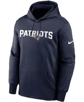 Men's Navy New England Patriots Fan Gear Wordmark Performance Pullover Hoodie