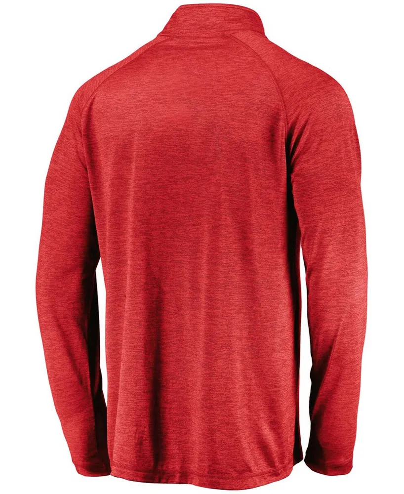 Men's Red Wisconsin Badgers Primary Logo Striated Raglan Quarter-Zip Jacket