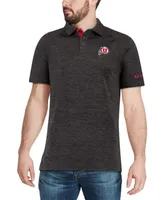 Men's Heather Black Utah Utes Down Swing Polo Shirt