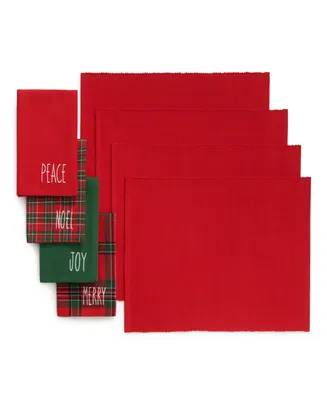 Holiday Christmas Sentiments Placemat and Napkin Value, Set of 8