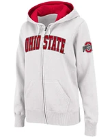 Women's White Ohio State Buckeyes Arched Name Full-Zip Hoodie