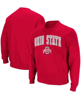 Men's Scarlet Ohio State Buckeyes Team Arch Logo Tackle Twill Pullover Sweatshirt